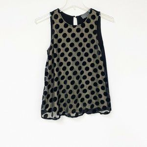Anthropologie Sunday Gold Black Polka Dot Tank XS